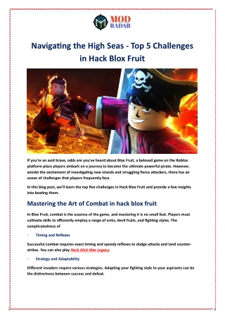 Navigating the High Seas - Top 5 Challenges in Hack Blox Fruit