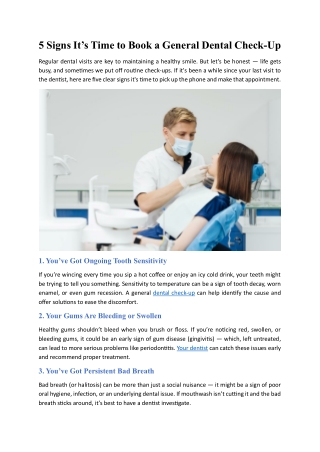 5 Signs It's Time to Book a General Dental Check Up