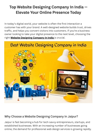 Top Website Designing Company In India — Elevate Your Online Presence Today