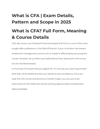 What is CFA _ Exam Details, Pattern and Scope in 2025