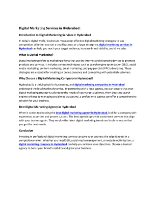 Digital Marketing Services in Hyderabad