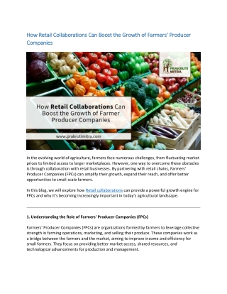 How Retail Collaborations Can Boost the Growth of Farmers’ Producer Companies