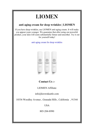anti aging cream for deep wrinkles | LIOMEN