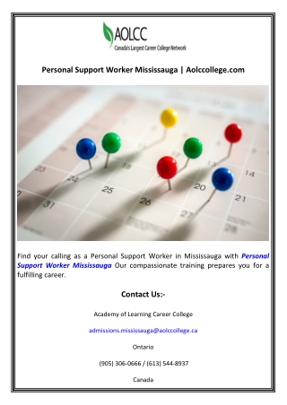 Personal Support Worker Mississauga  Aolccollege.com