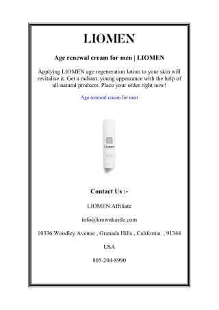 Age renewal cream for men | LIOMEN