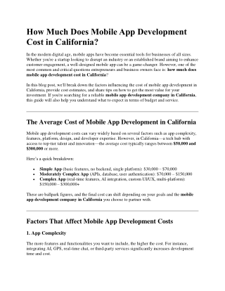 Mobile app development company in California