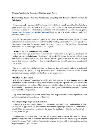 Famous Architects in Coimbatore Creating Iconic Spaces