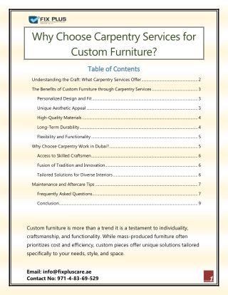 Why Choose Carpentry Services for Custom Furniture