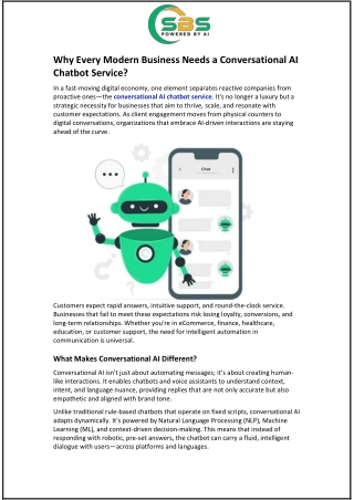 Why Every Modern Business Needs a Conversational AI Chatbot Service