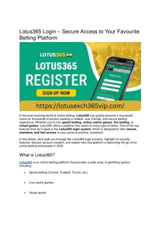 Lotus365 Login