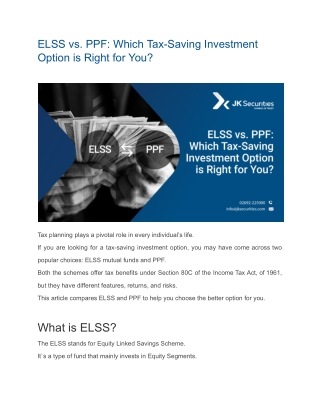 Which Tax-Saving Investment Option is Right for You_