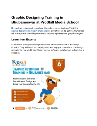 Graphic Designing Training in Bhubaneswar  ProSkill Media School (1)