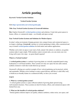 Easy Vertical Garden Systems & Greenwall Solutions