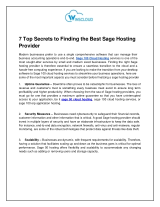 7 Top Secrets to Finding the Best Sage Hosting Provider