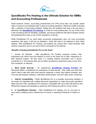 QuickBooks Pro Hosting is the Ultimate Solution for SMBs and Accounting Professionals
