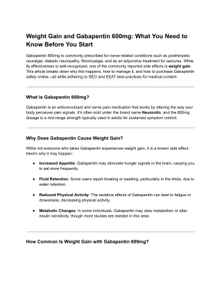 Weight Gain and Gabapentin 600mg: What You Need to Know Before You Start