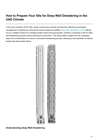 How to Prepare Your Site for Deep Well Dewatering in the UAE Climate