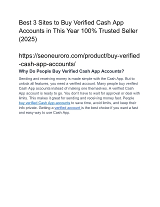 Best 3 Sites to Buy Verified Cash App Accounts in This Year 100% Trusted Seller (2025)