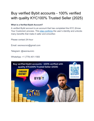 Buy verified Bybit accounts - 100% verified with quality KYC100% Trusted Seller (2025)