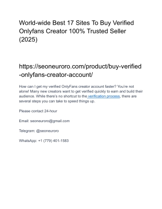 World-wide Best 17 Sites To Buy Verified Onlyfans Creator 100% Trusted Seller (2025)