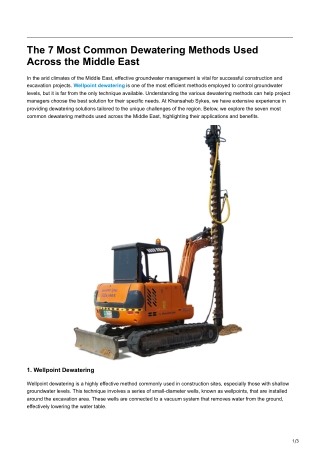 The 7 Most Common Dewatering Methods Used Across the Middle East