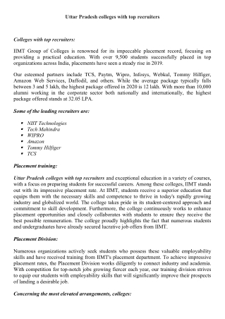 Uttar Pradesh colleges with top recruiters