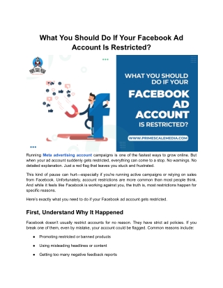 What You Should Do If Your Facebook Ad Account Is Restricted