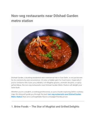 Non-veg restaurants near Dilshad Garden metro station