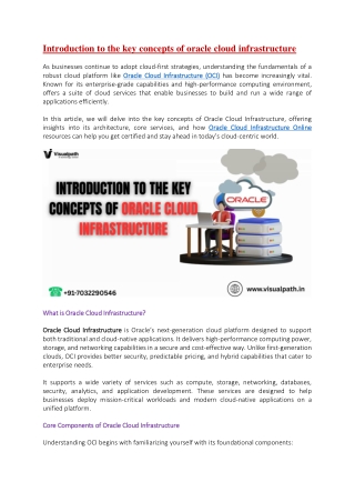 Oracle Cloud Infrastructure - Oracle Cloud Training in Bangalore