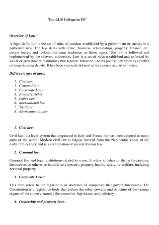 TOP LLB COLLEGE IN UP