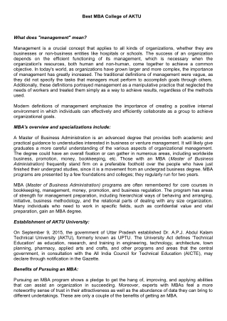 Best mba college of aktu