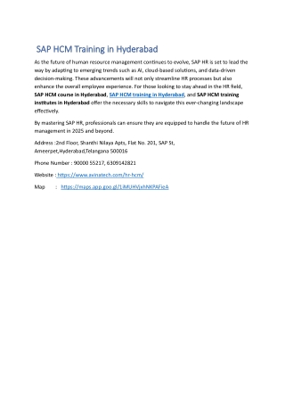 SAP HCM Training in Hyderabad