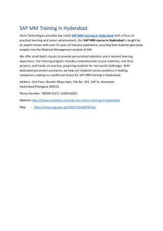 SAP MM Training in Hyderabad