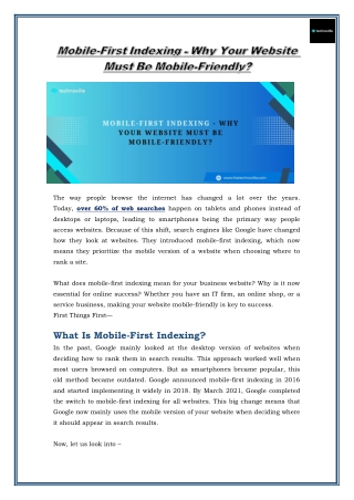 Mobile-First Indexing - Why Your Website Must Be Mobile-Friendly