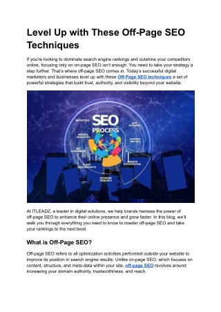 Level Up with These Off-Page SEO Techniques