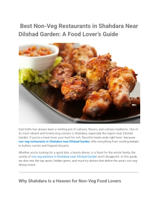 _Best Non-Veg Restaurants in Shahdara Near Dilshad Garden_ A Food Lover’s Guide