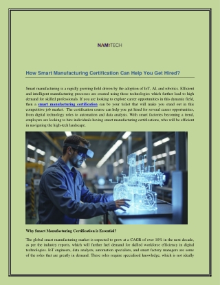 How Smart Manufacturing Certification Can Help You Get Hired?