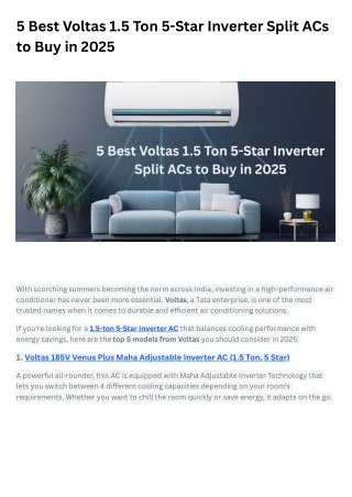 5 Best Voltas 1.5 Ton 5-Star Inverter Split ACs to Buy in 2025