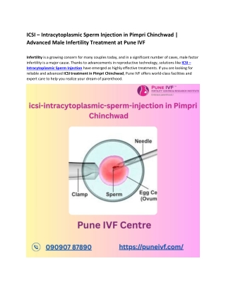 ICSI - Intracytoplasmic Sperm Injection in Pimpri Chinchwad | Pune IVF