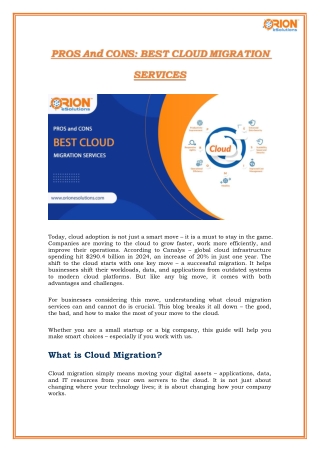 Pros And Cons: Best Cloud Migration Services