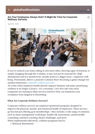 Are Your Employees Always Sick It Might Be Time for Corporate Wellness Services
