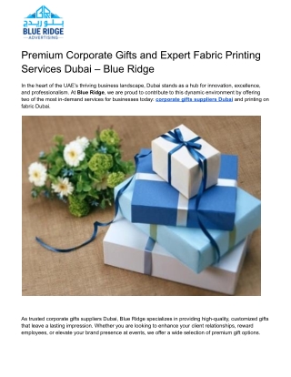 Premium Corporate Gifts and Expert Fabric Printing Services Dubai – Blue Ridge
