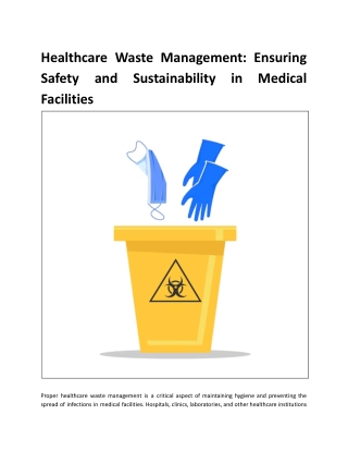 Healthcare Waste Management: Ensuring Safety and Sustainability