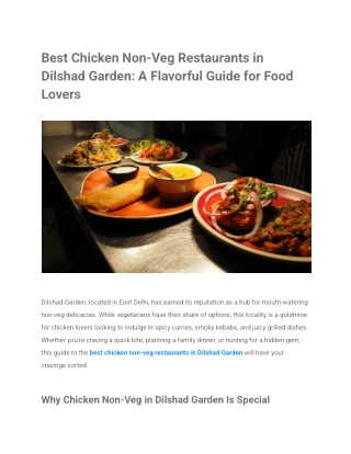 Best Chicken Non-Veg Restaurants in Dilshad Garden_ A Flavorful Guide for Food Lovers