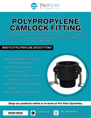 Polypropylene Camlock Fitting - Proflow Dynamics