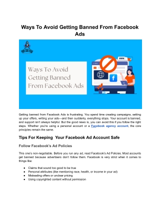 Ways To Avoid Getting Banned From Facebook Ads