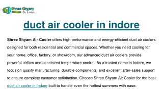 duct air cooler in indore
