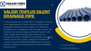How Valsir Triplus Silent Drainage Pipe is Revolutionizing the  Drainage System