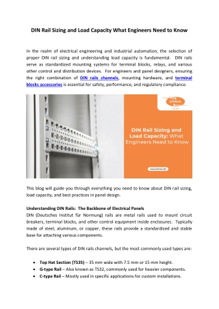 DIN Rail Sizing and Load Capacity What Engineers Need to Know