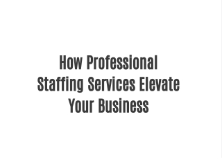 Top Staffing Services in Chennai